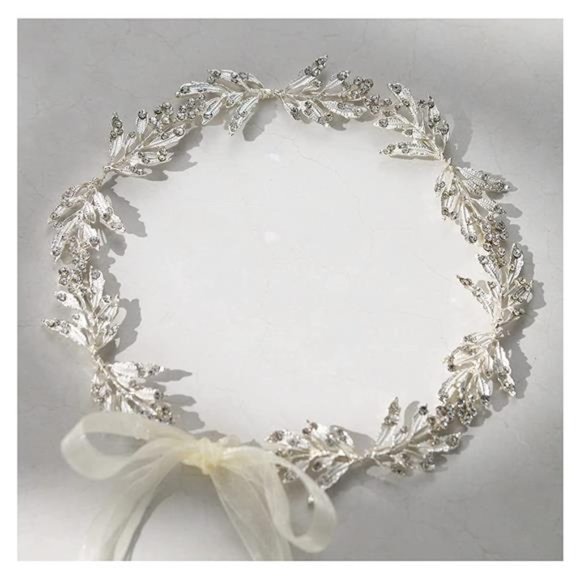 SWEETV Leaf Wedding Headpieces for Bride Silver Bridal Headband Flower Girl main image 7